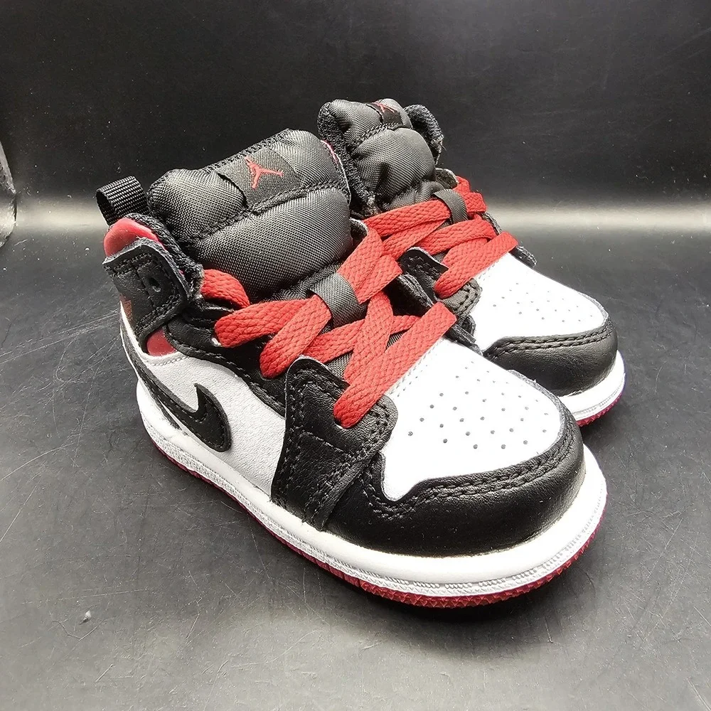 JORDAN 1 MID TODDLER WHITE / GYM RED-BLACK DQ8425 106 SIZE 4C